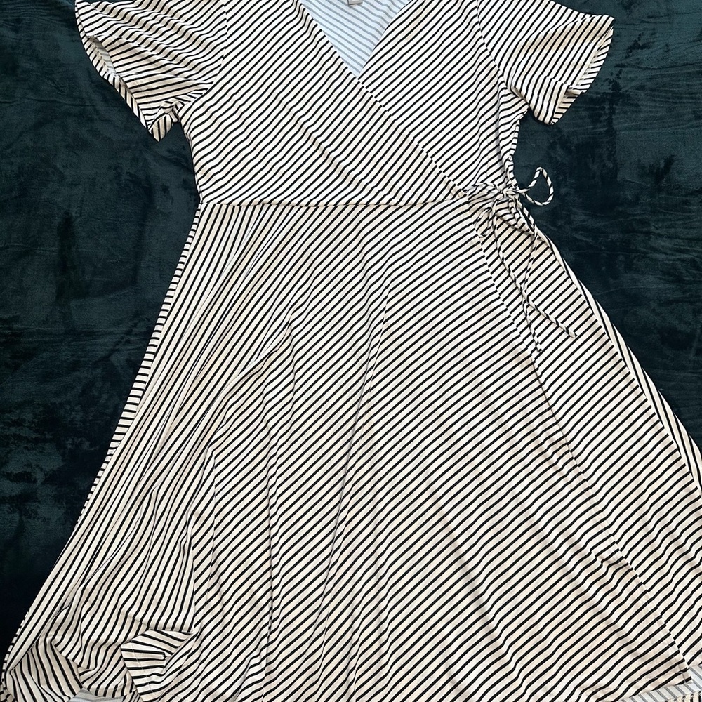 H&M Striped Faux Wrap Dress